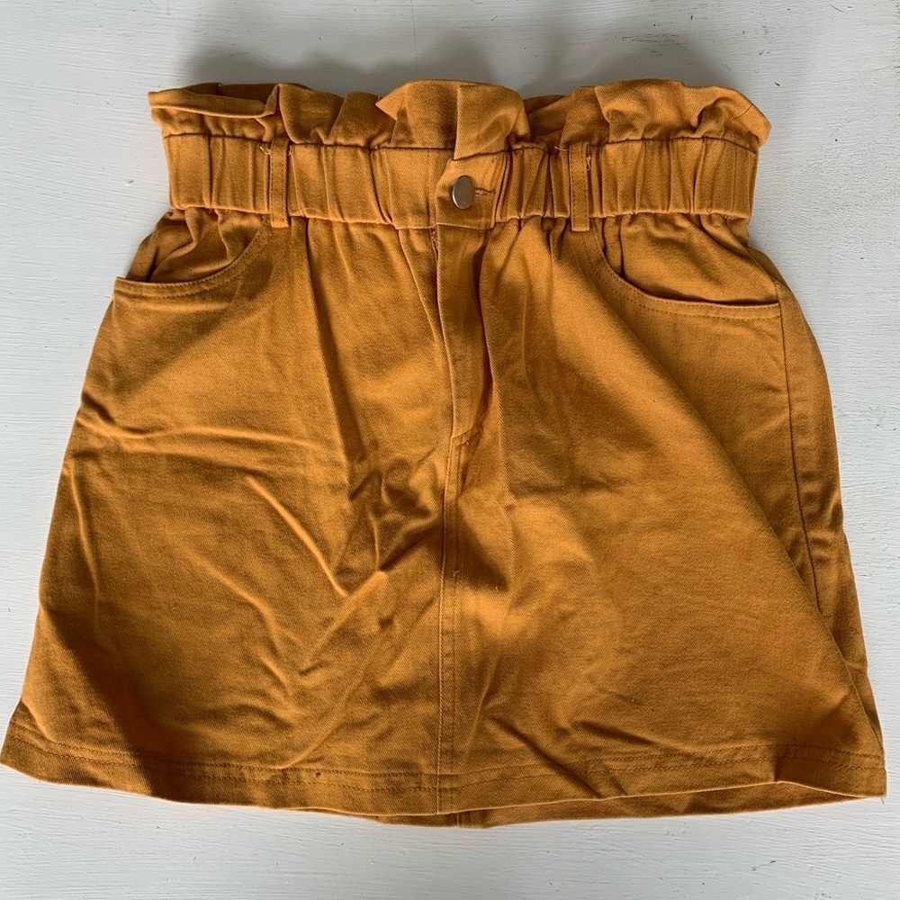 (2/$10) Wild Honey Paperbag Mustard Mini-Skirt